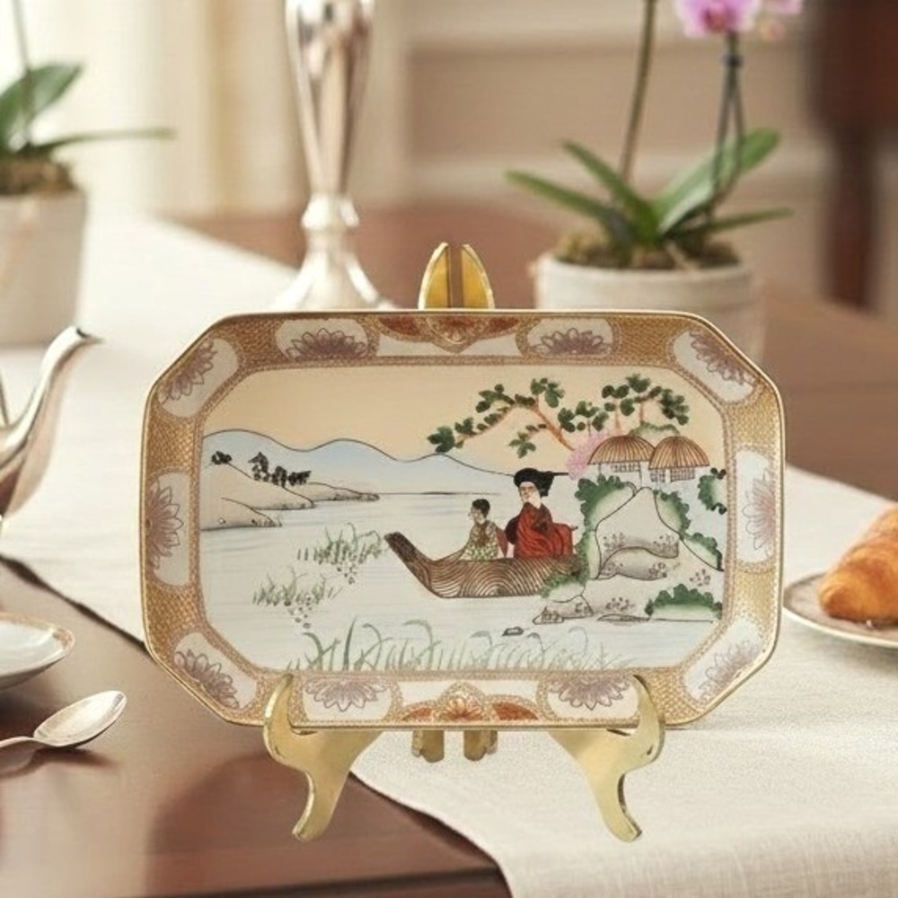 Vintage Hand-Painted Nippon Porcelain‎ Tray Jewelry Trinket Chinese Collectible